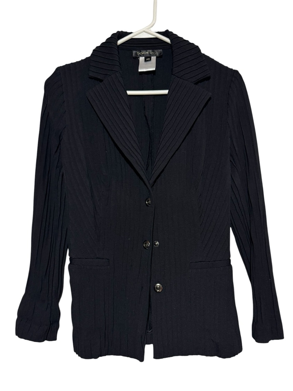 Tadashi Shoji Black Blazer XS Minimalist Capsule Corporate Goth Dark Academia